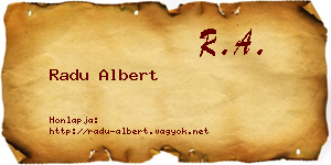 Radu Albert névjegykártya